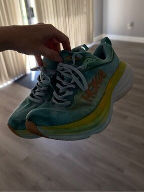 Hoka Women's Teal and Yellow Road Running Shoes